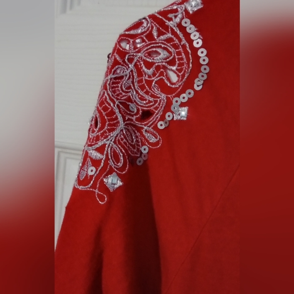 RXB Red Ruched Embellished Blouse - Picture 5 of 6
